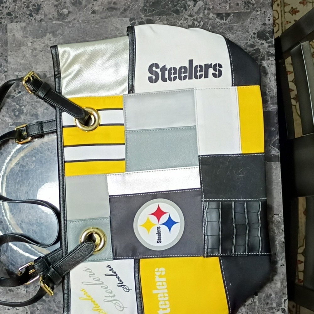 The Bradford Exchange Steelers Patchwork Shoulder Bag - Black, Yellow, Silver